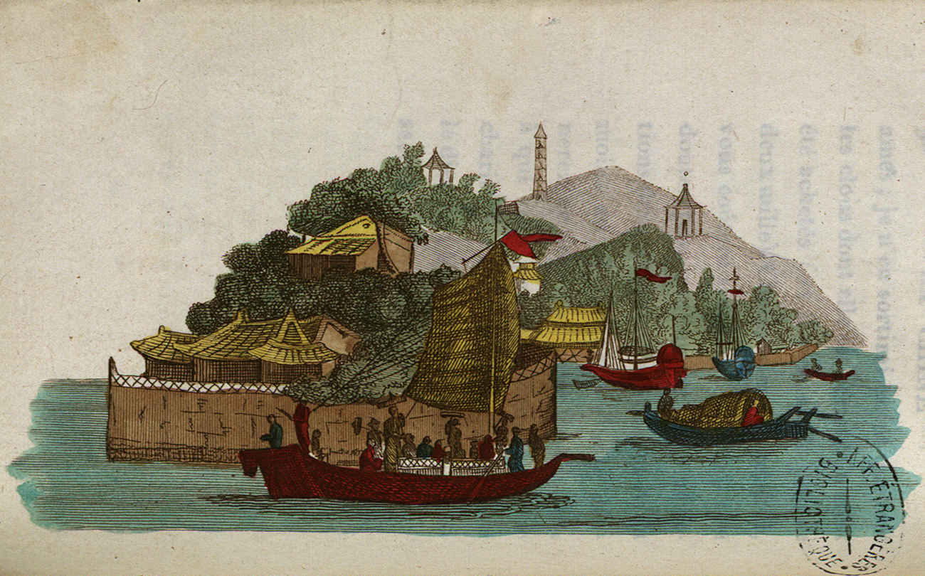 Gravure aquarellée du palais de Yuen-Ming-Yuen (agrandir l'image)