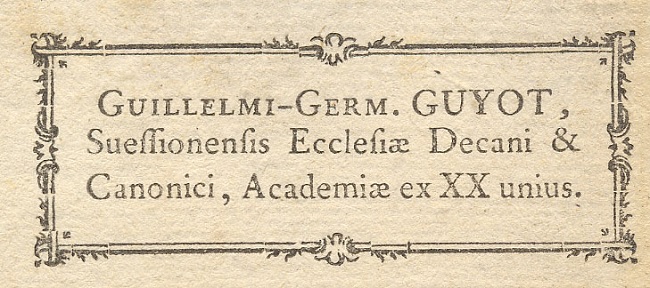 Ex-libris imprimé de Guillaume-Germain Guyot