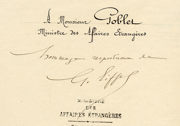 Ex-dono manuscrit de Gustave Eiffel