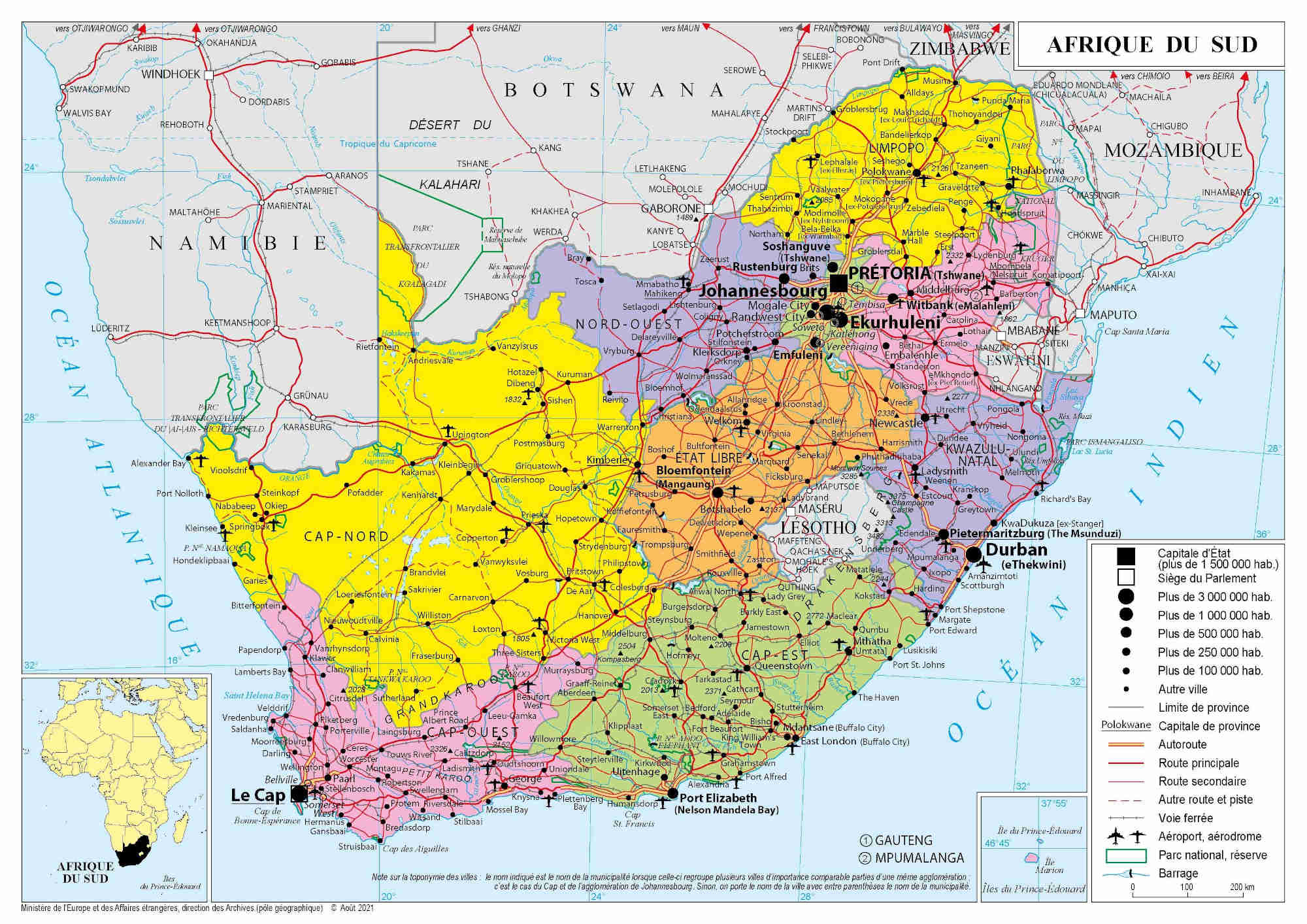 Afrique du Sud, carte dossier, 2022