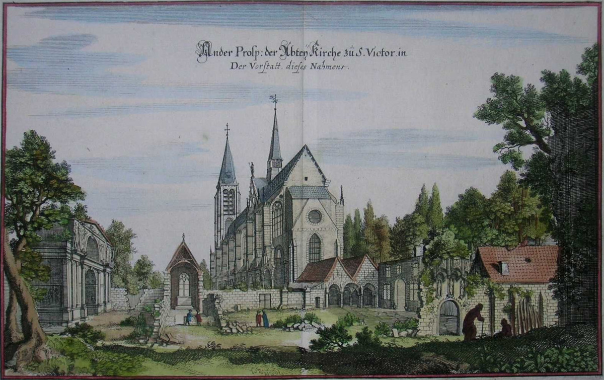 Église Saint-Victor (gravure aquarellée) (agrandir l'image)