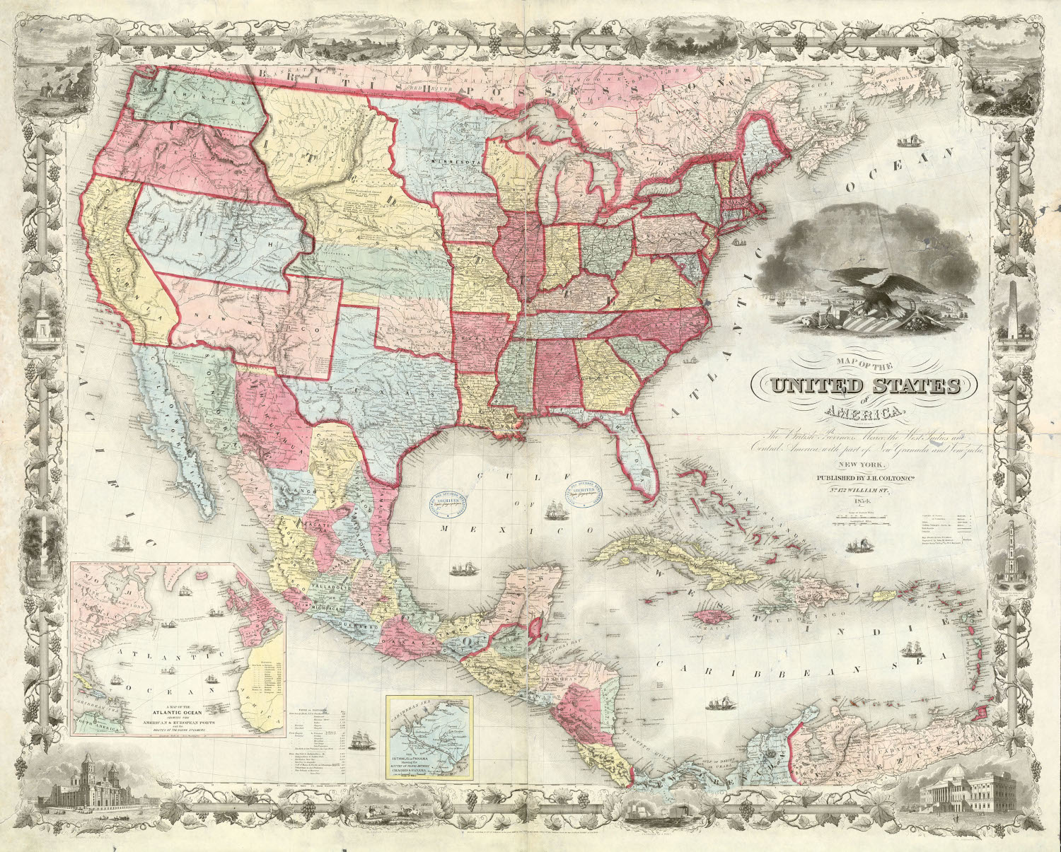 États-Unis (carte gravée en couleurs)
